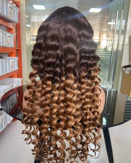 Loose wave ombre #4/30 color lace Frontal 13x4 Virgin Human Hair Wig 15A
