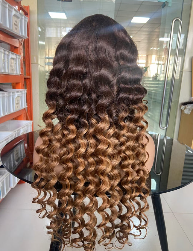Loose wave ombre #4/30 color lace Frontal 13x4 Virgin Human Hair Wig 15A