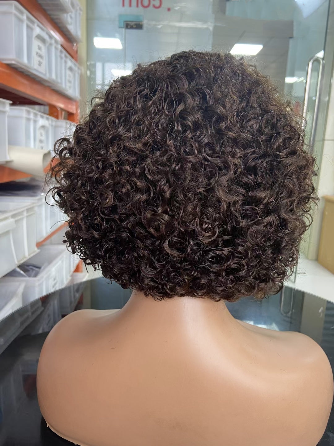 Color 2 coffee  brown  curly，Bob Wig 13x4 Lace Front 100% Virgin Human Hair