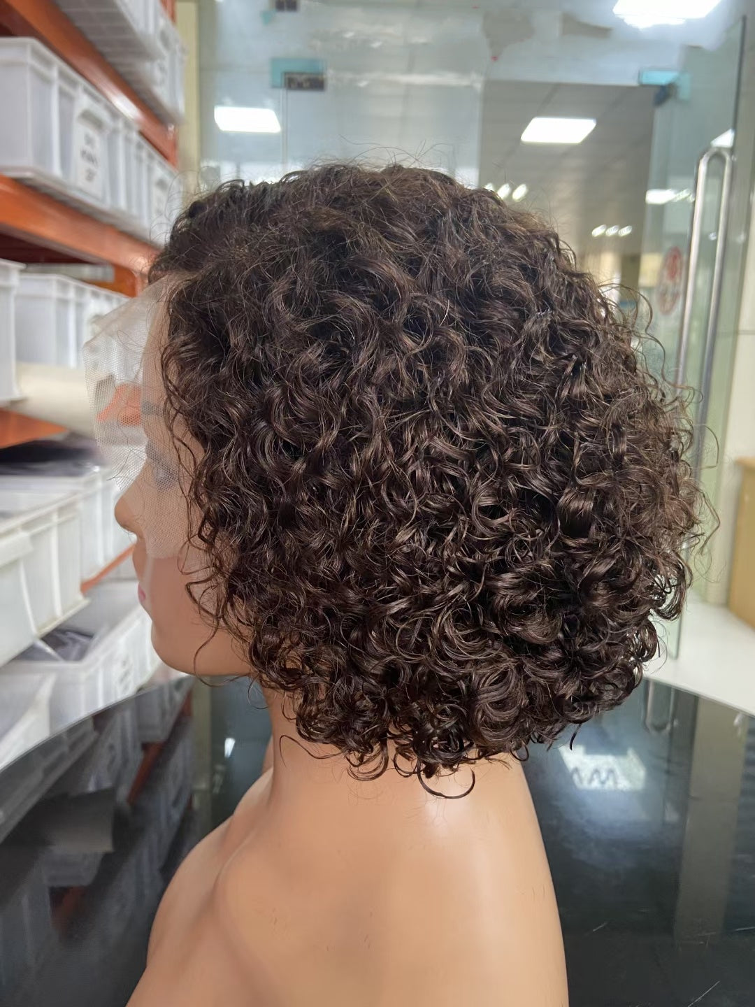 Color 2 coffee  brown  curly，Bob Wig 13x4 Lace Front 100% Virgin Human Hair