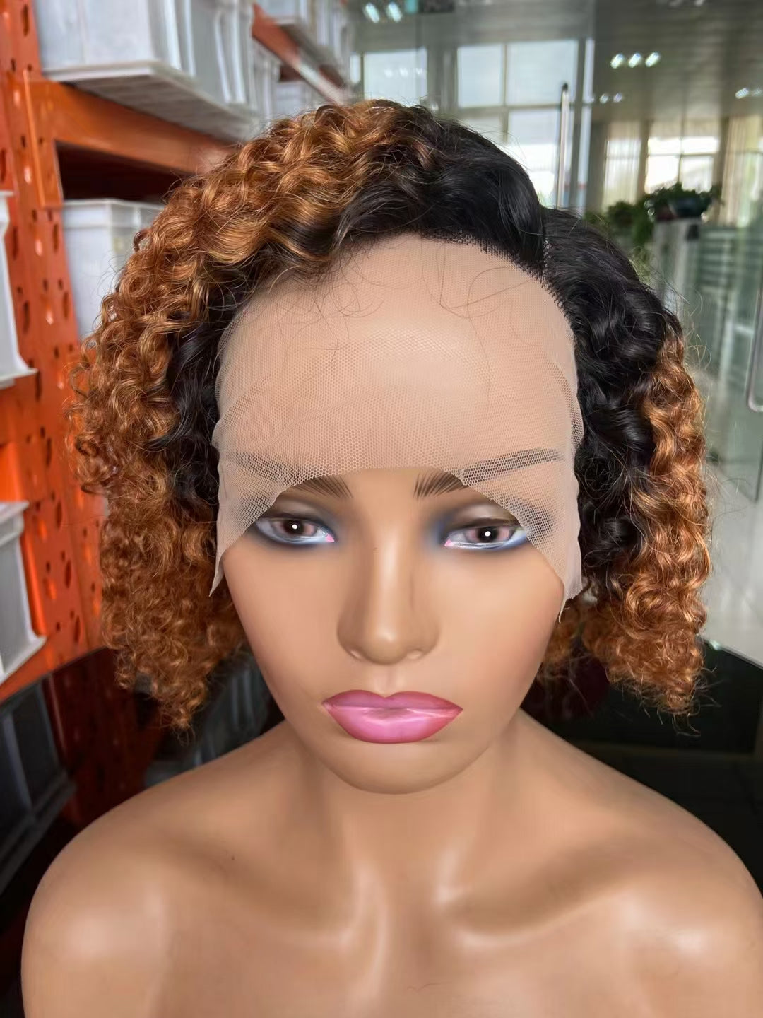 1B/30  curly  Bob Wig 13x4 Lace Front 100% Virgin Human Hair