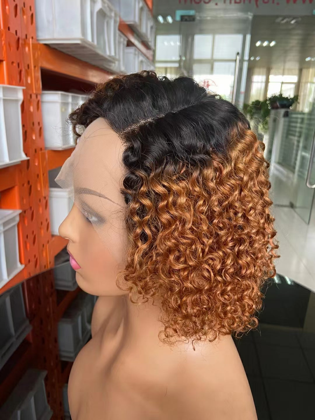 1B/30  curly  Bob Wig 13x4 Lace Front 100% Virgin Human Hair