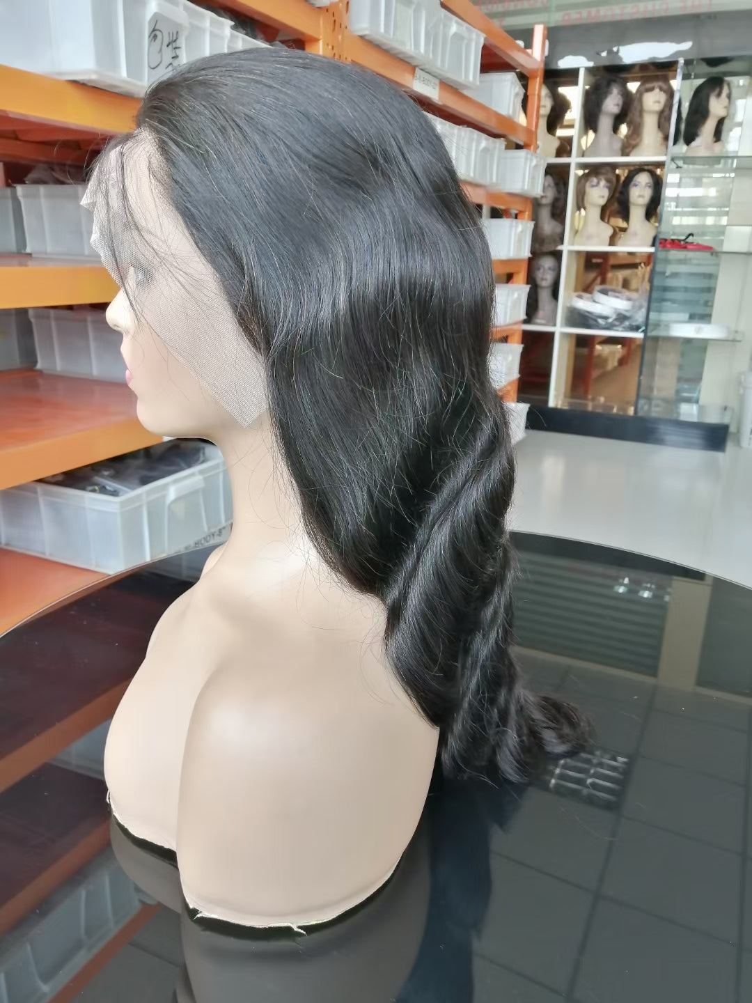 Body Wave Natural black 13x4 Transparent Lace Frontal 100% Virgin Human Hair Wig  180% density