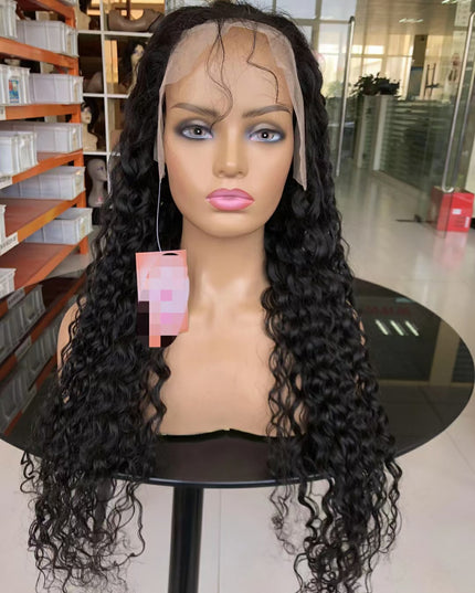 water wave natural black color Lace Frontal 13x4 Virgin Human Hair Wig 15A