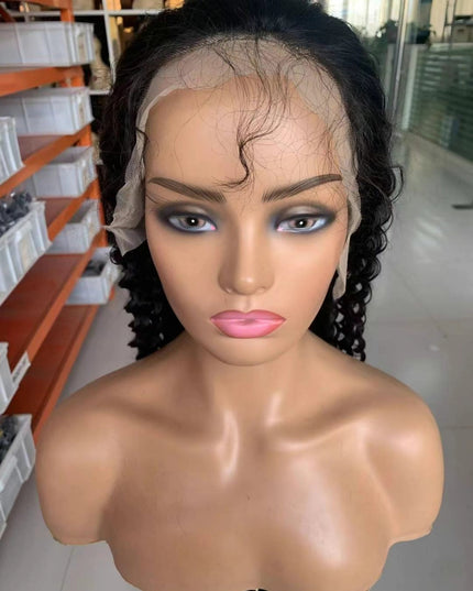 Deep wave natural black color Lace Frontal 13x4 Virgin Human Hair Wig 15A