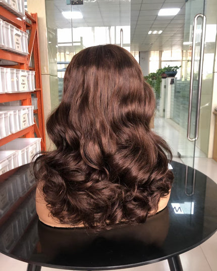 brown color fashion wave lace Frontal 13x4 Virgin Human Hair Wig 15A