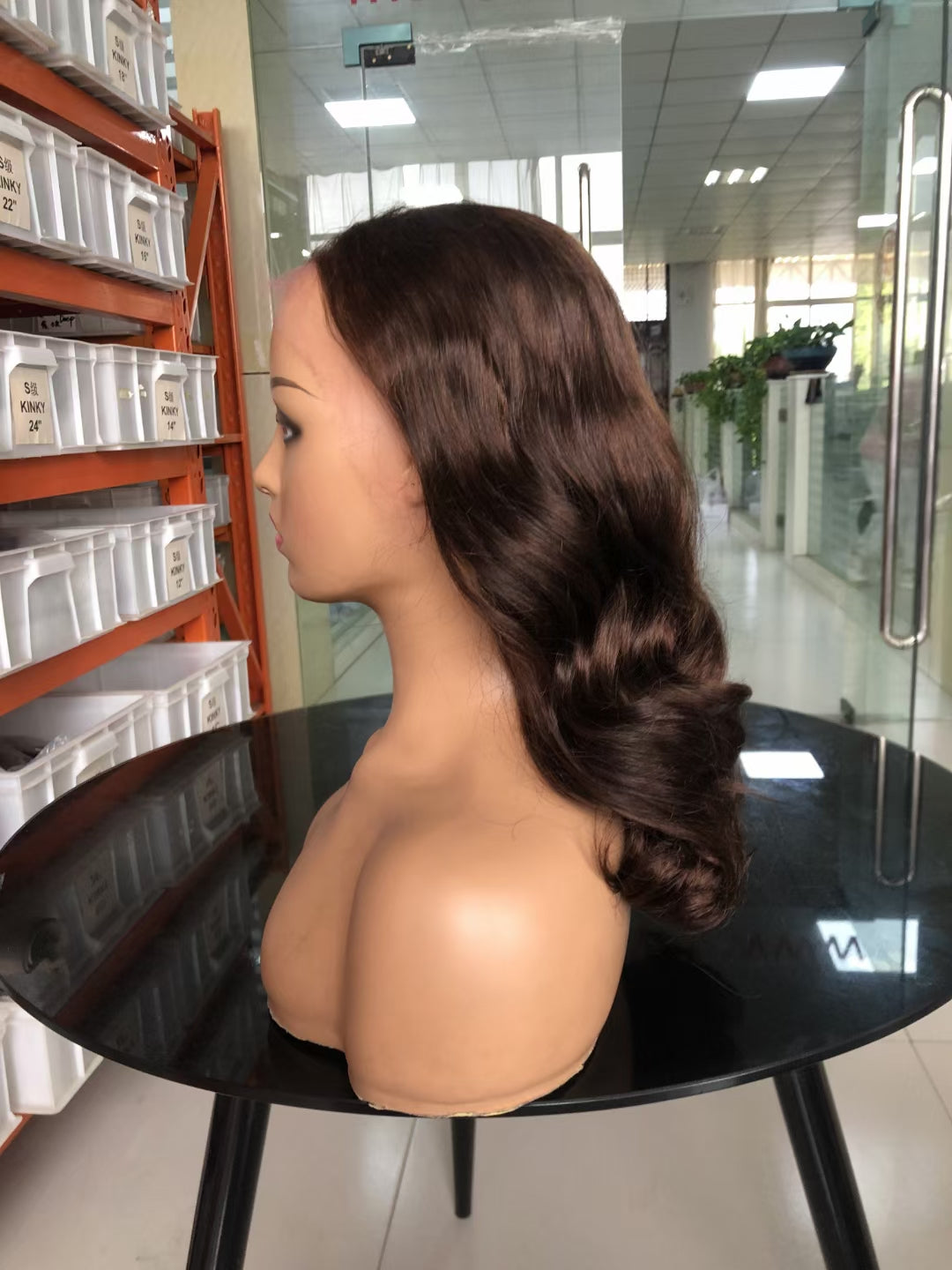 Dark brown fashion wave, 13x4 Lace Frontal wig 100% Virgin Human Hair Transparent lace 180% density