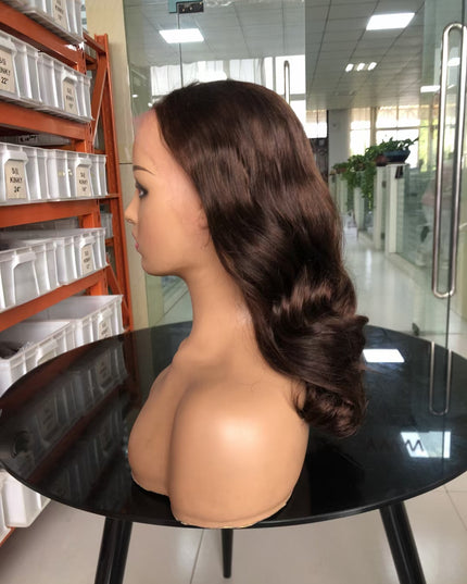 brown color fashion wave lace Frontal 13x4 Virgin Human Hair Wig 15A