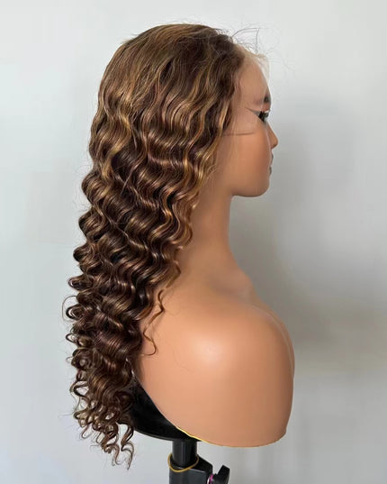 Deep wave  #P4/27 color lace Frontal 13x4 Virgin Human Hair Wig 15A