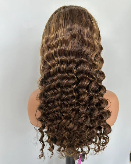 Deep wave  #P4/27 color lace Frontal 13x4 Virgin Human Hair Wig 15A