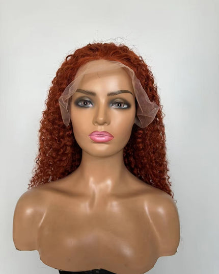 350 ginger color curly wave lace Frontal 13x4  Virgin Human Hair Wig 15A