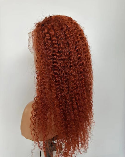 350 ginger color curly wave lace Frontal 13x4  Virgin Human Hair Wig 15A