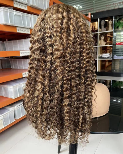 P4/27 curly wave lace Frontal 13x4 Virgin Human Hair Wig 15A