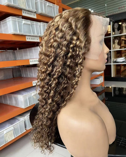 P4/27 curly wave lace Frontal 13x4 Virgin Human Hair Wig 15A