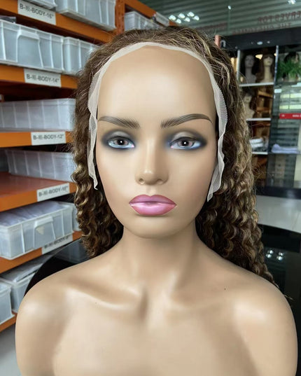 P4/27 curly wave lace Frontal 13x4 Virgin Human Hair Wig 15A