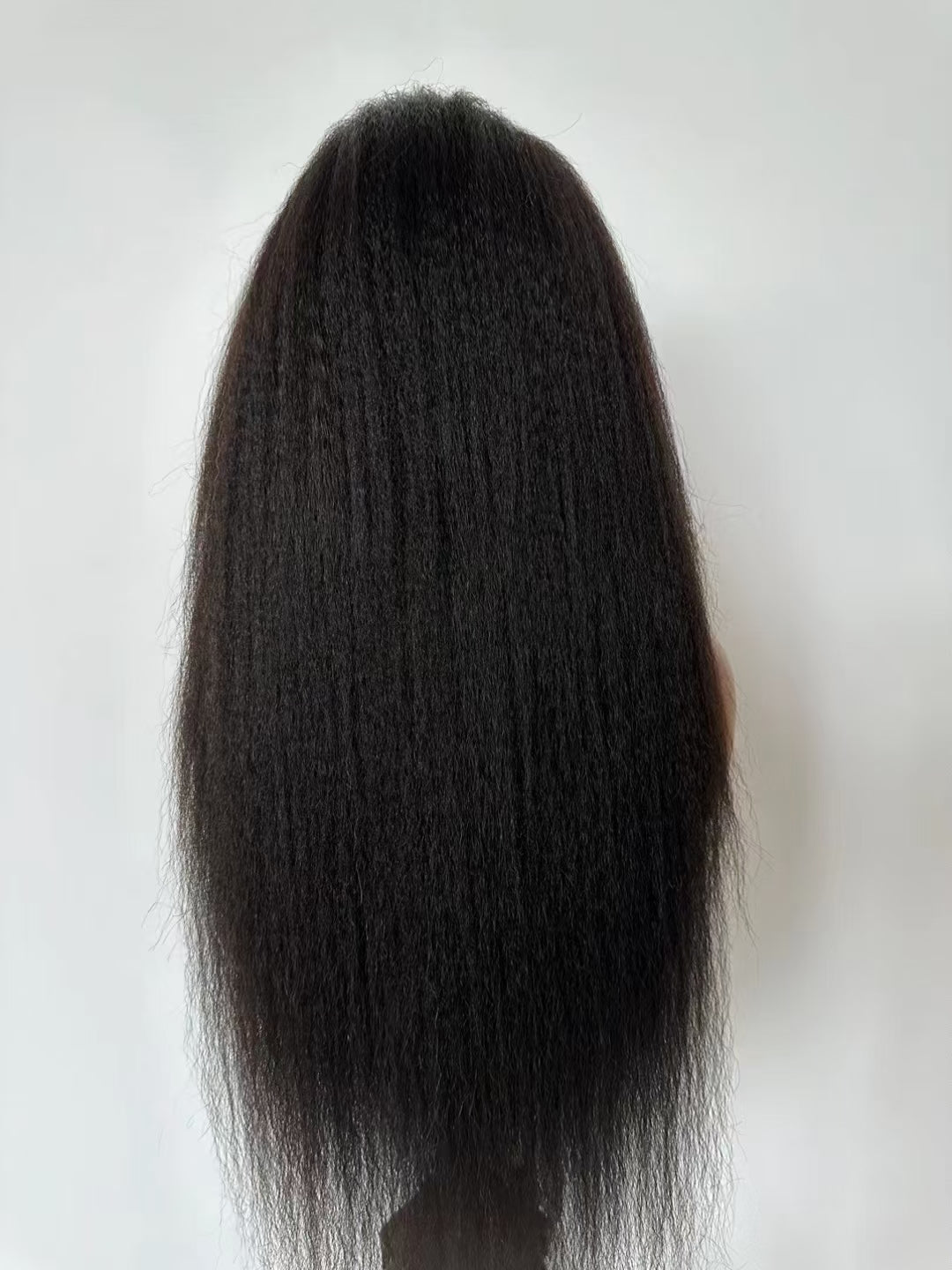 Kinky straight natural black 13x4 Lace Frontal 100% Virgin Human Hair Transparent  LACE Wig 180% density