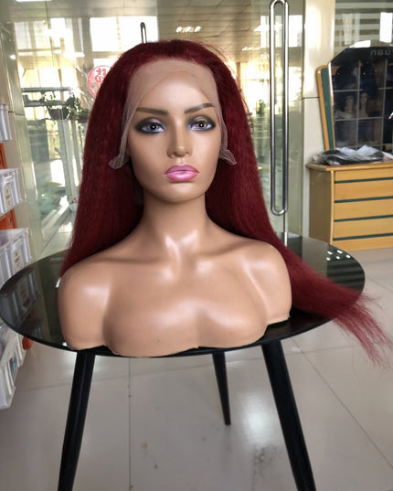 Kinky straight #99 color lace Frontal 13x4 Virgin Human Hair Wig 15A