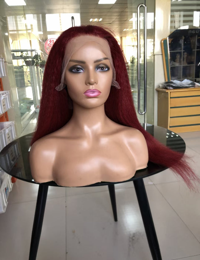 Kinky straight #99 color lace Frontal 13x4 Virgin Human Hair Wig 15A