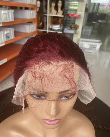 Curly wave #99j color, 13x4 Lace Frontal wig 100% Virgin Human Hair Wig 15A