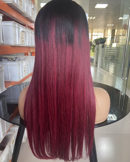 straight 1B/99J Lace Frontal 13x4 Virgin Human Hair lace wig 15A