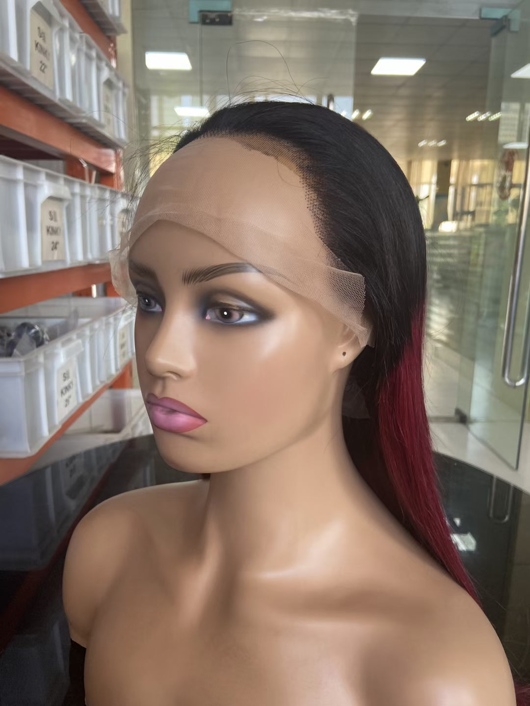 1B/Burgundy straight wig Transparent Lace Frontal 180% density 13x4 Virgin Human Hair LACE Wig