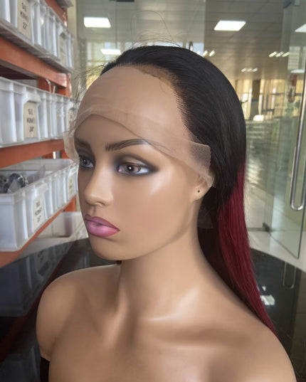 straight 1B/99J Lace Frontal 13x4 Virgin Human Hair lace wig 15A