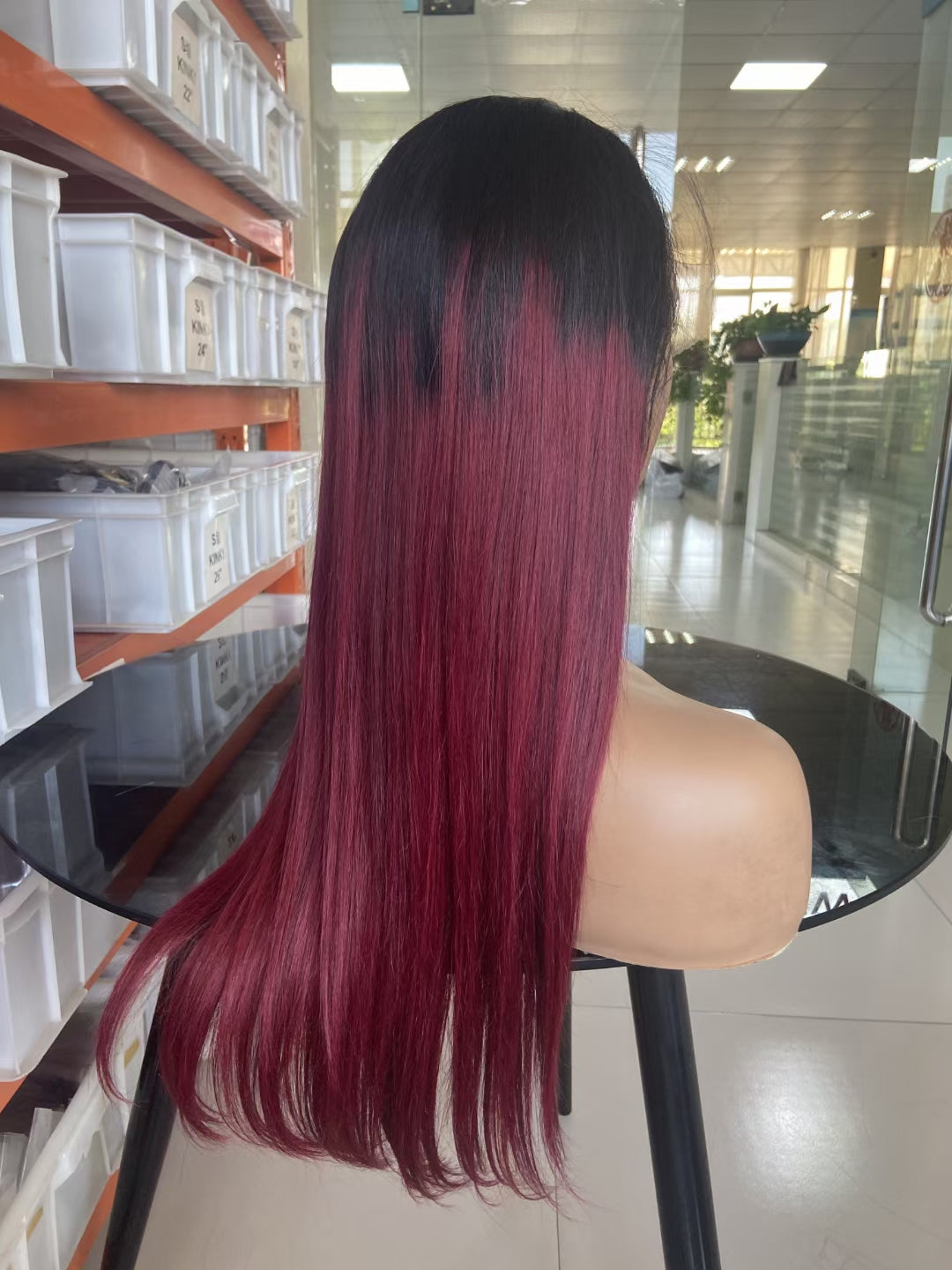 1B/Burgundy straight wig Transparent Lace Frontal 180% density 13x4 Virgin Human Hair LACE Wig