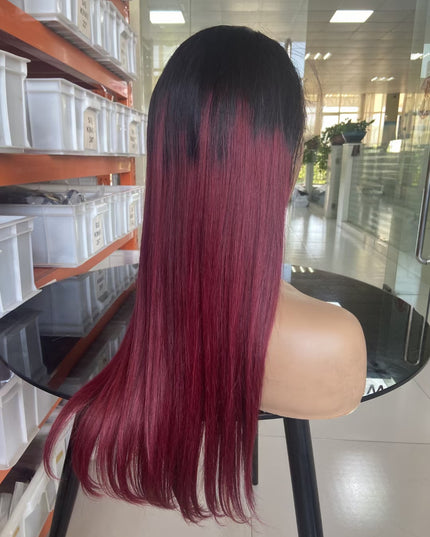 straight 1B/99J Lace Frontal 13x4 Virgin Human Hair lace wig 15A