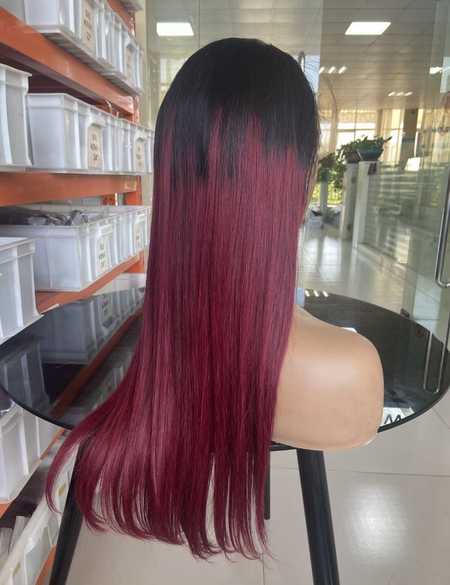 straight 1B/99J Lace Frontal 13x4 Virgin Human Hair lace wig 15A