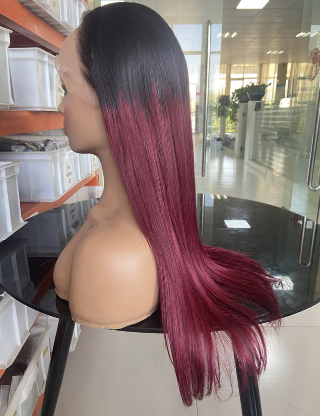 straight 1B/99J Lace Frontal 13x4 Virgin Human Hair lace wig 15A