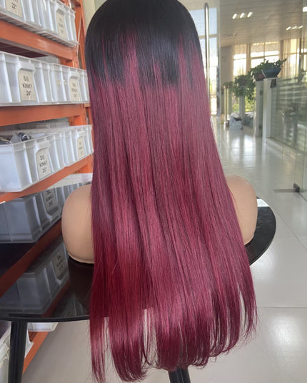 straight 1B/99J Lace Frontal 13x4 Virgin Human Hair lace wig 15A