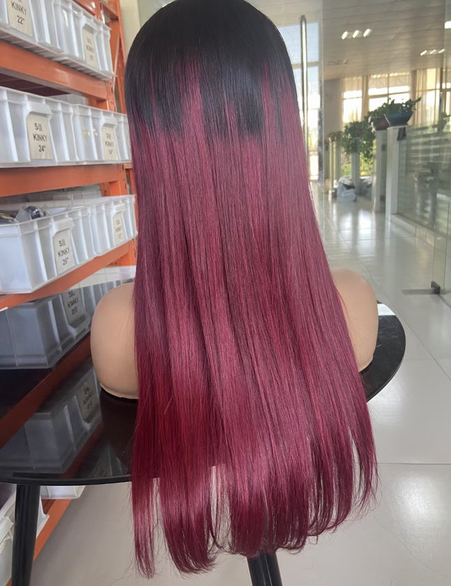 straight 1B/99J Lace Frontal 13x4 Virgin Human Hair lace wig 15A