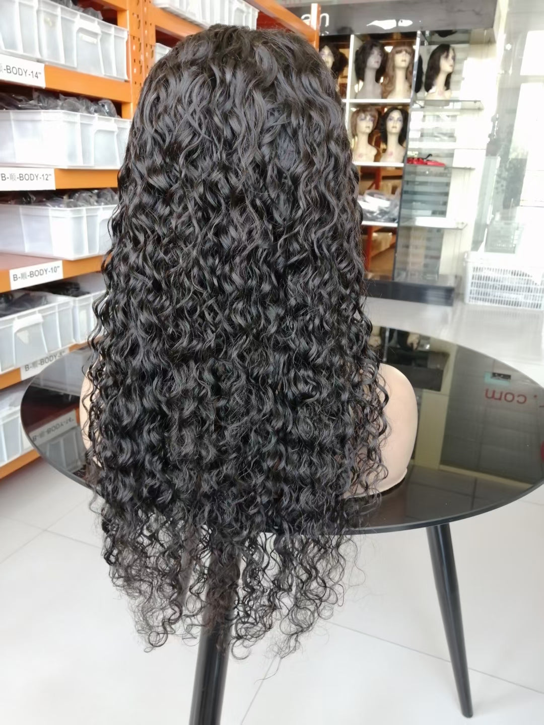 Water wave natural black 13x4 Lace Frontal 100% Virgin Human Hair Transparent  LACE Wig 180% density