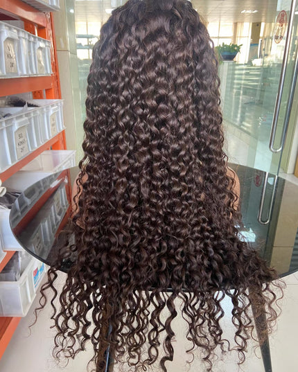 Curly wave brown color, 13x4 Lace Frontal wig 100% Virgin Human Hair 15A