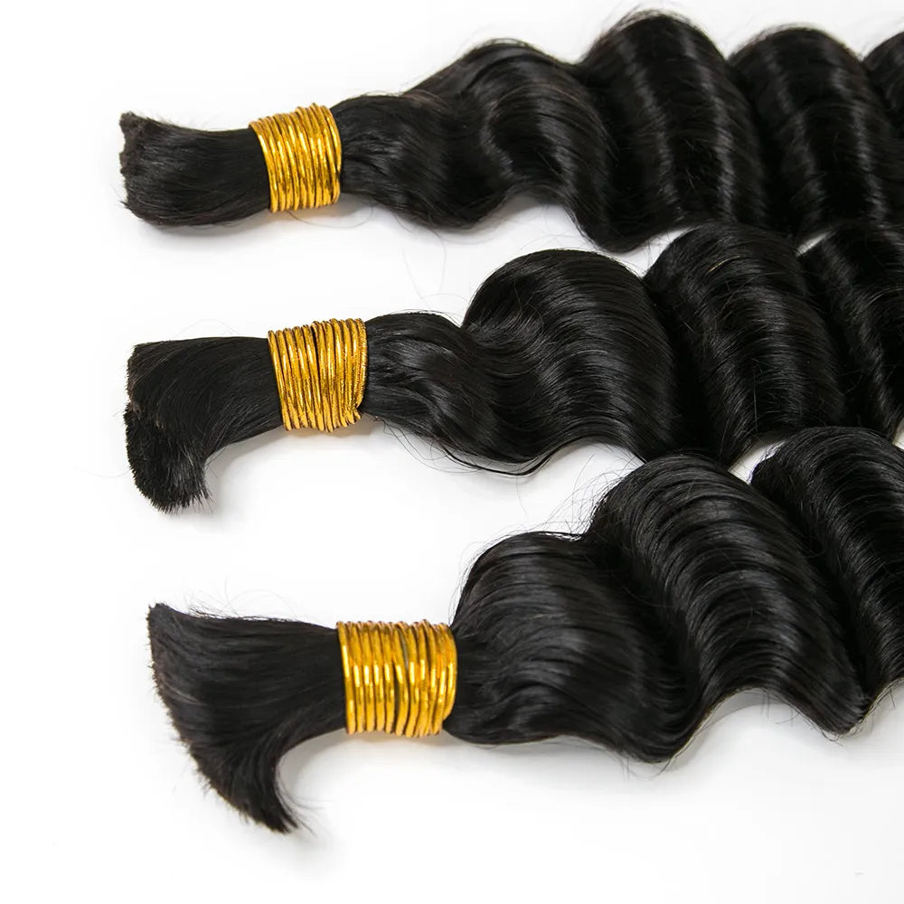 Cabello humano color negro natural de onda profunda grande 12A a granel