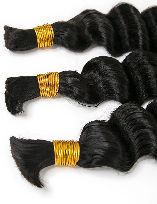 Big deep wave natural black color 15A human hair bulk