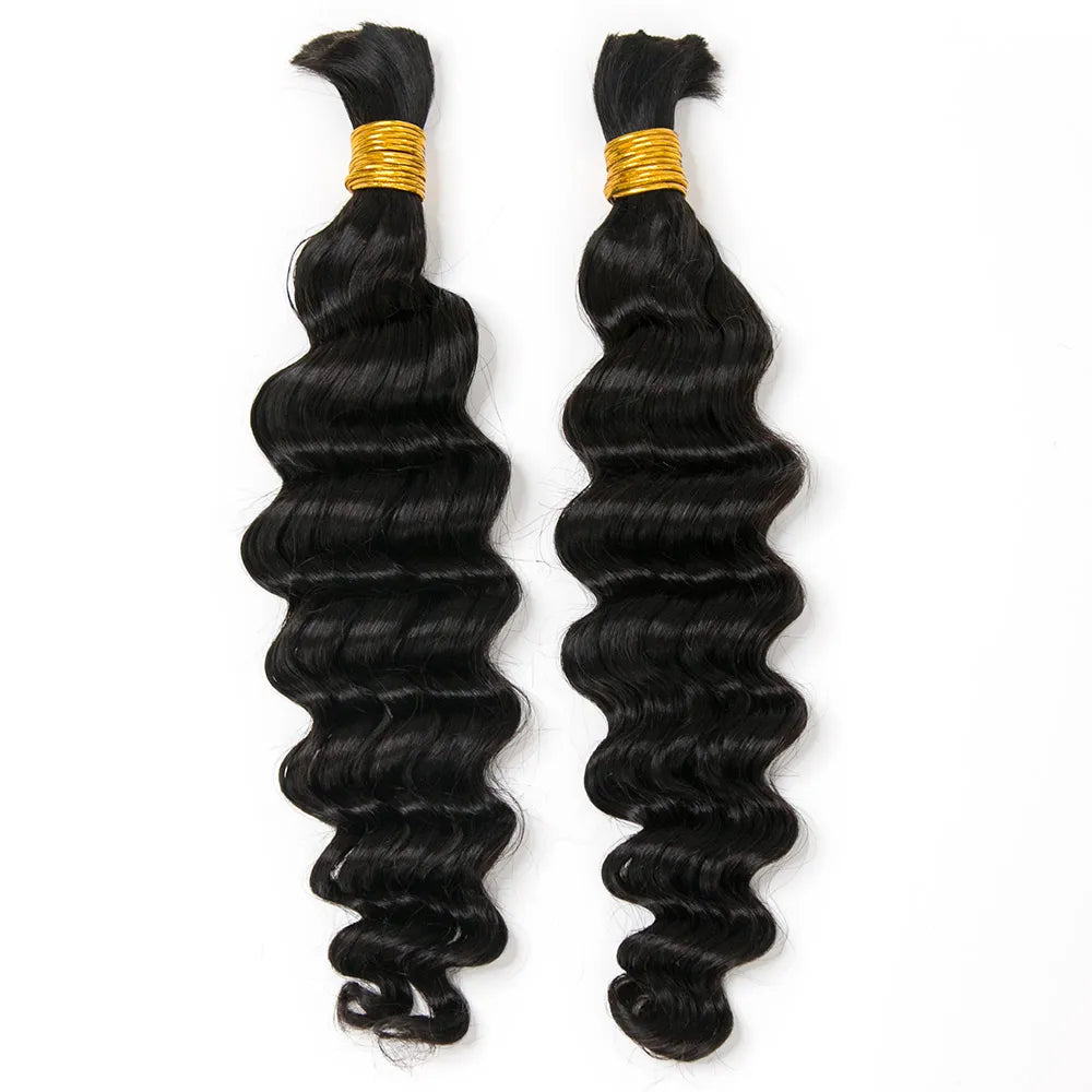 Cabello humano color negro natural de onda profunda grande 12A a granel