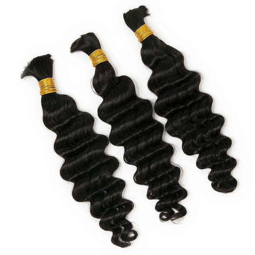 Cabello humano color negro natural de onda profunda grande 12A a granel