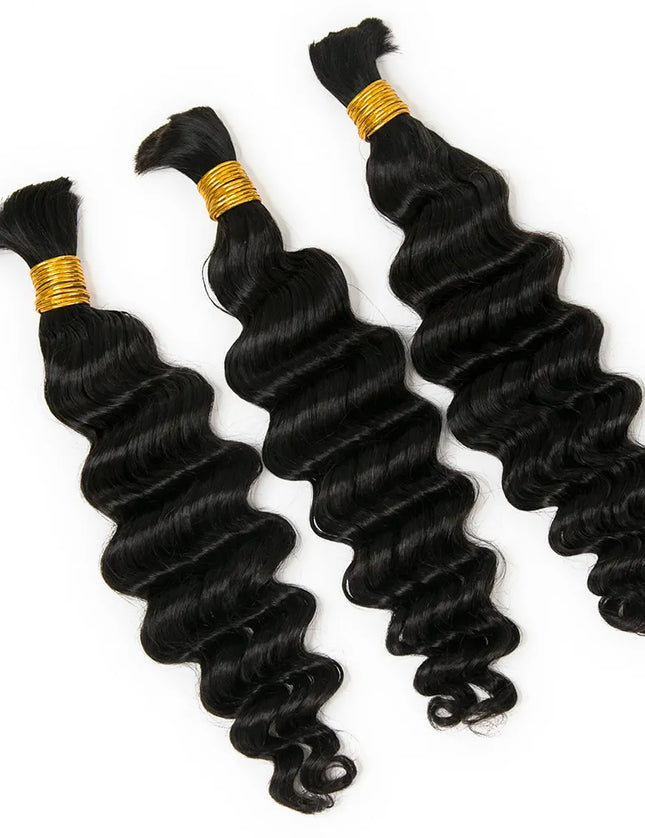 Big deep wave natural black color 15A human hair bulk