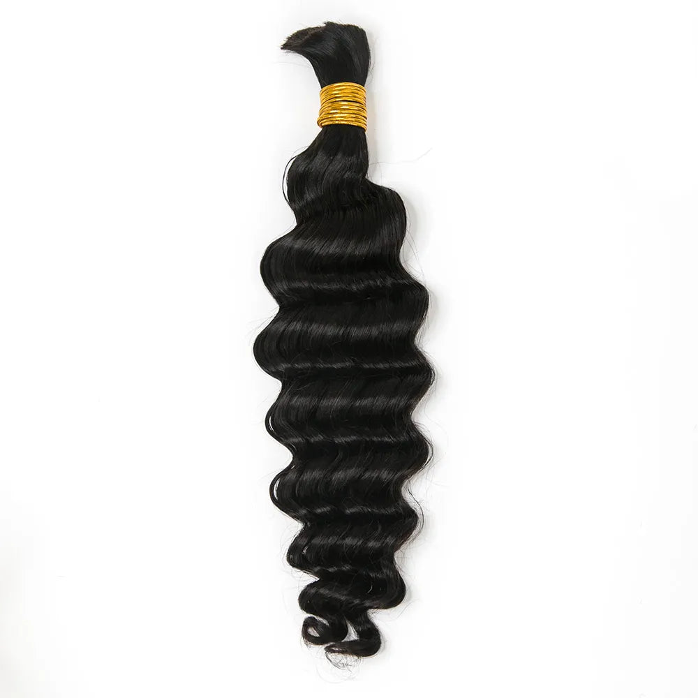 Cabello humano color negro natural de onda profunda grande 12A a granel