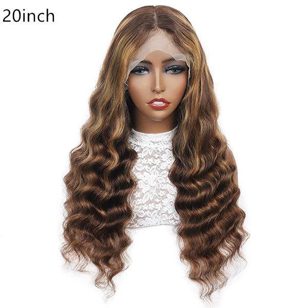 Loose deep P4/27 Lace Frontal 13x4 Transparent LACE Wig Virgin Human Hair 180% density