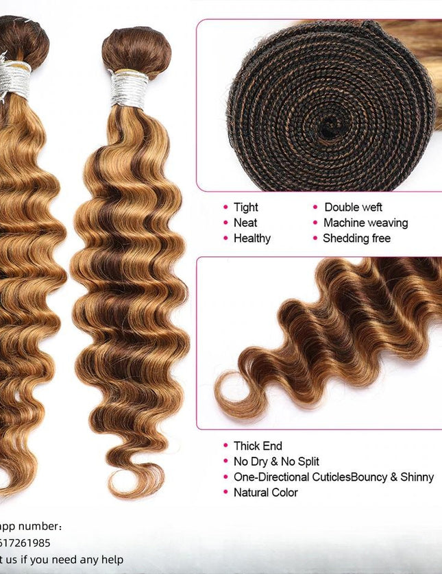 Deep wave 12A color P4/27 human hair bundles 1 pc
