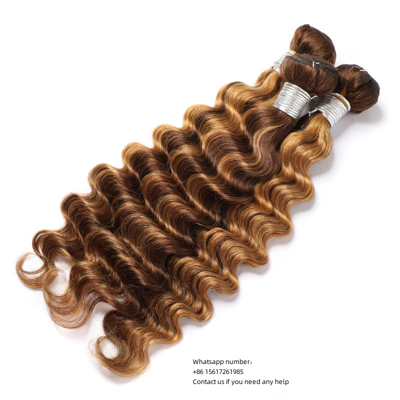 Deep wave 12A color P4/27 human hair bundles 1 pc