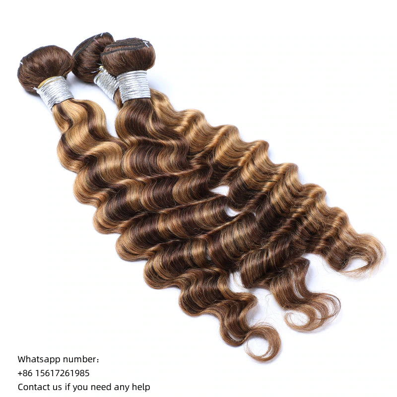 Deep wave 12A color P4/27 human hair bundles 1 pc