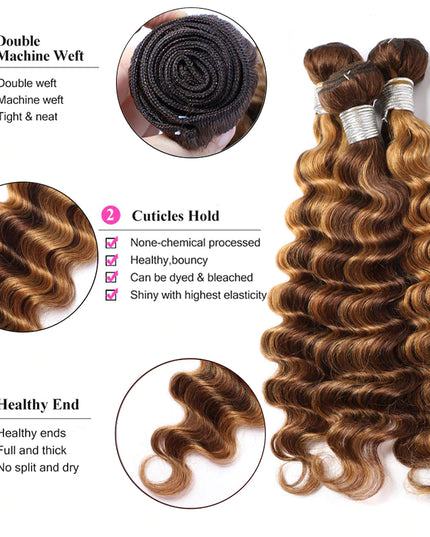 Deep wave 12A color P4/27 human hair bundles 1 pc