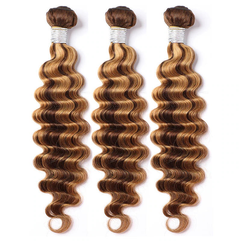 Deep wave 12A color P4/27 human hair bundles 1 pc