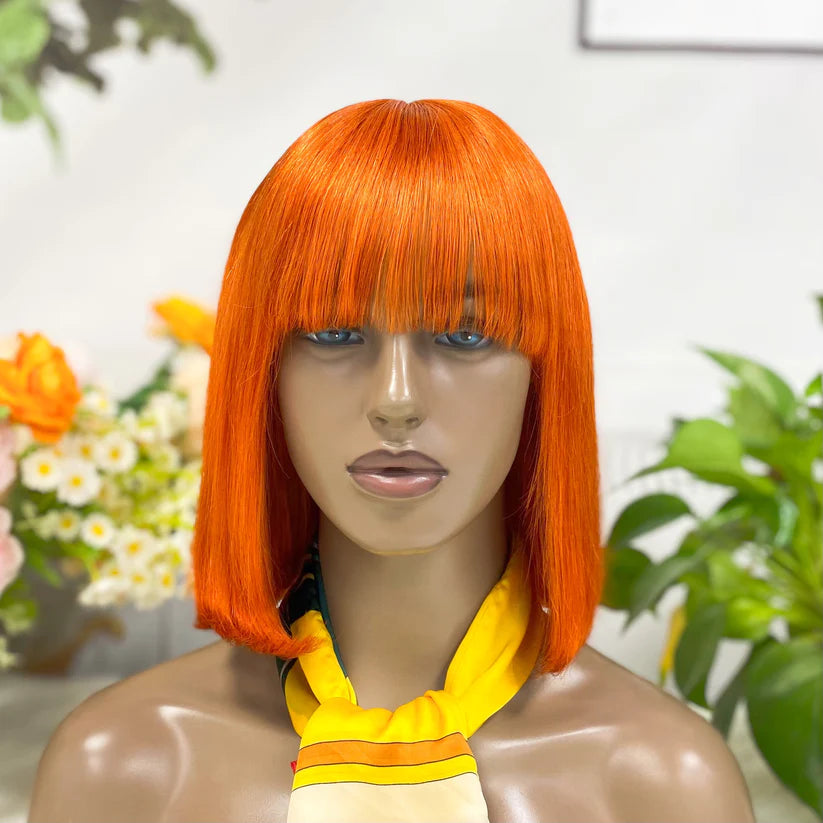 Straight -- #350 color--full machine made wig with bang