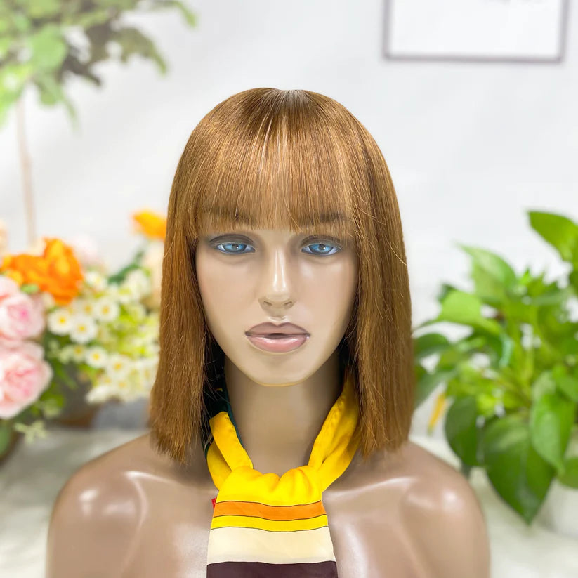 Straight -- #30 color--full machine made wig with bang