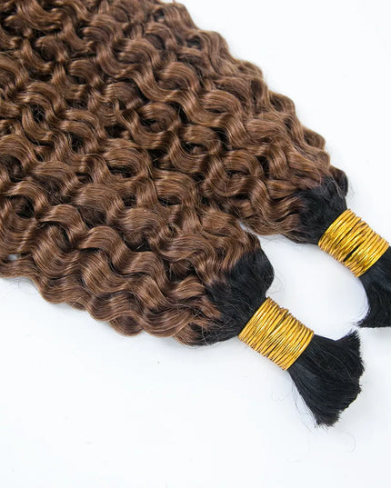 Curly wave ombre #1B/30 color 15A human hair bulk for braiding