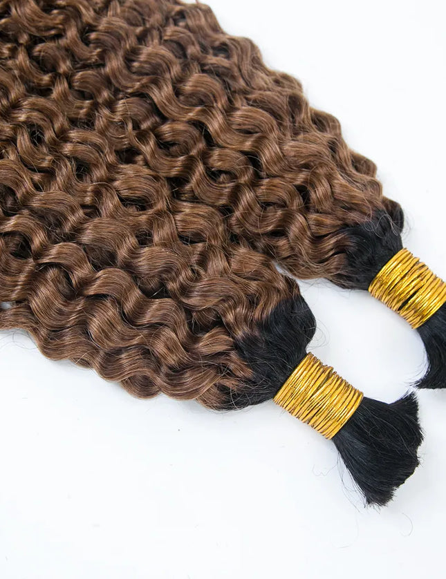 Curly wave ombre #1B/30 color 15A human hair bulk for braiding